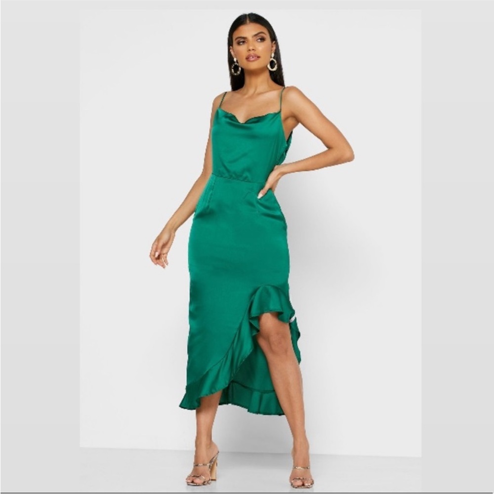NWT Missguided Cami Ruffle Side Midi Dress - Picture 3 of 6